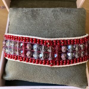 Red and Purple Beaded Bracelet with Magnetic clasp